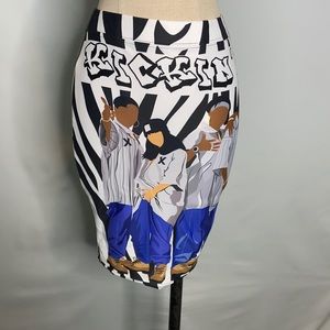 Temple And Kardy Xscape White Zebra  Black Pencil Skirt Size S